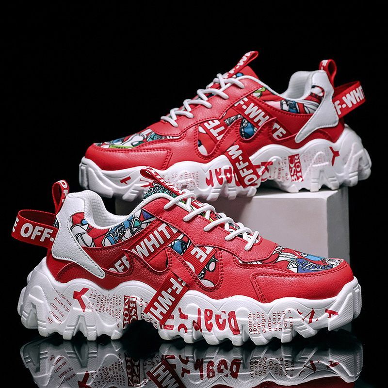Women's Fashionable Graphic-Print Chunky Sneakers - Beige - Size 11(AU11/EU42) — image 1