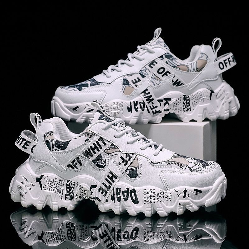 Women's Fashionable Graphic-Print Chunky Sneakers - Beige - Size 11(AU11/EU42) view 2