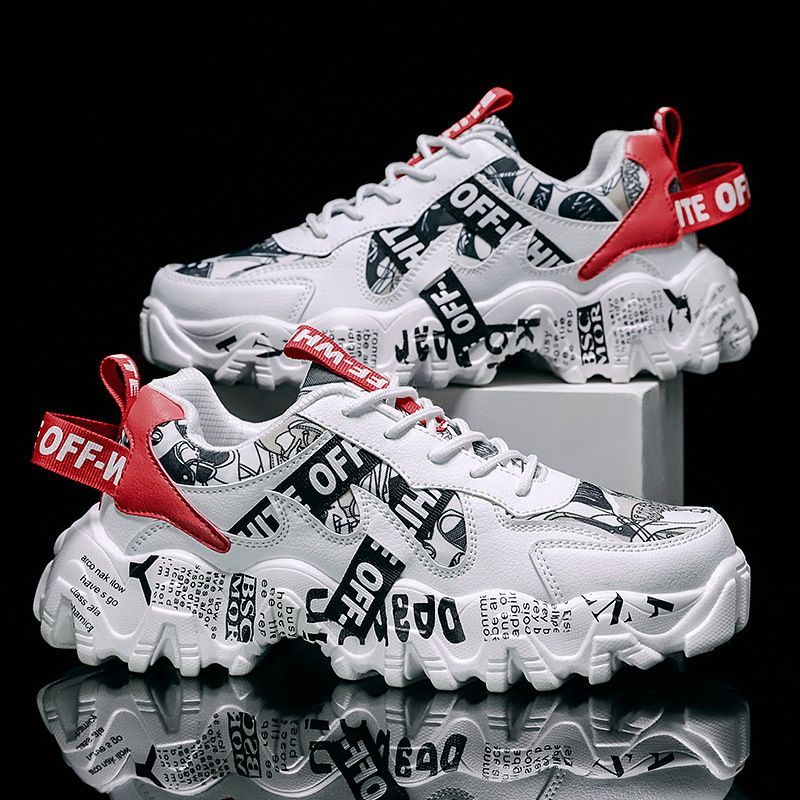 Women's Fashionable Graphic-Print Chunky Sneakers - Beige - Size 11(AU11/EU42) view 3