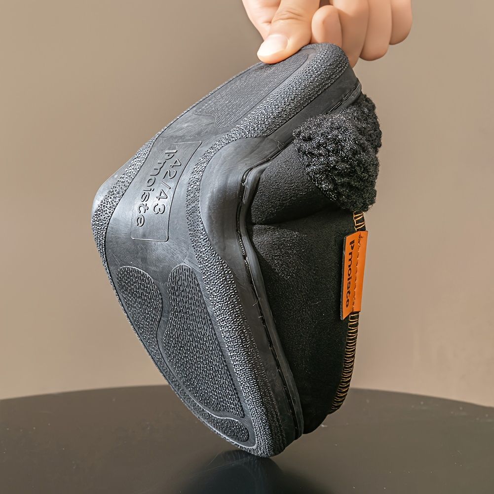 Men's Suede Slippers with Fleece Trim - Black - Size 8(AU8/EU41) view 8