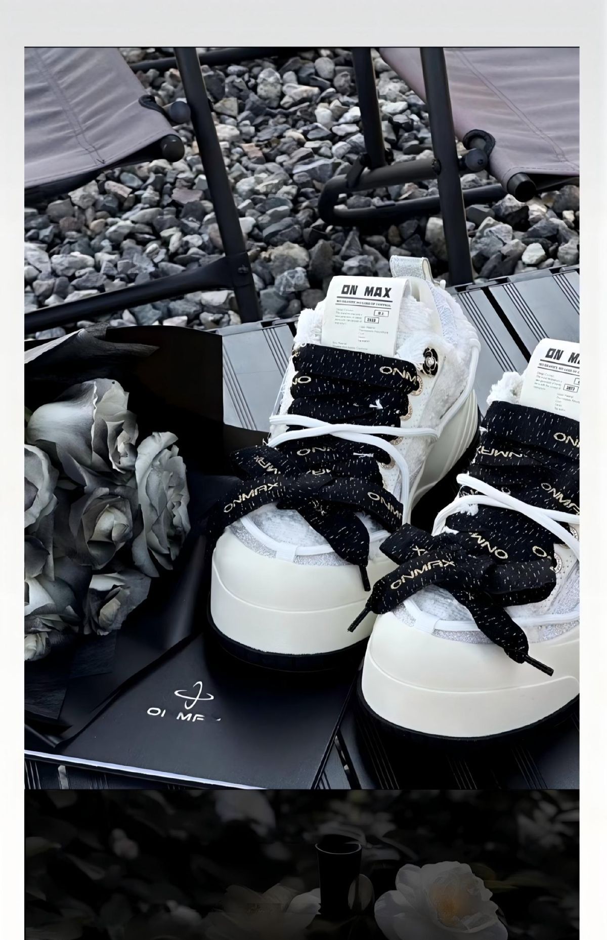 Camellia Platform Sneakers Chunky Canvas Shoes Unisex High-Top Sneakers Height view 6