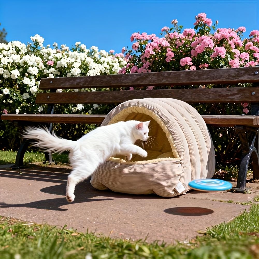 High-Elasticity Warm Cat Bed: 45×30×19cm Wrapped Design view 5