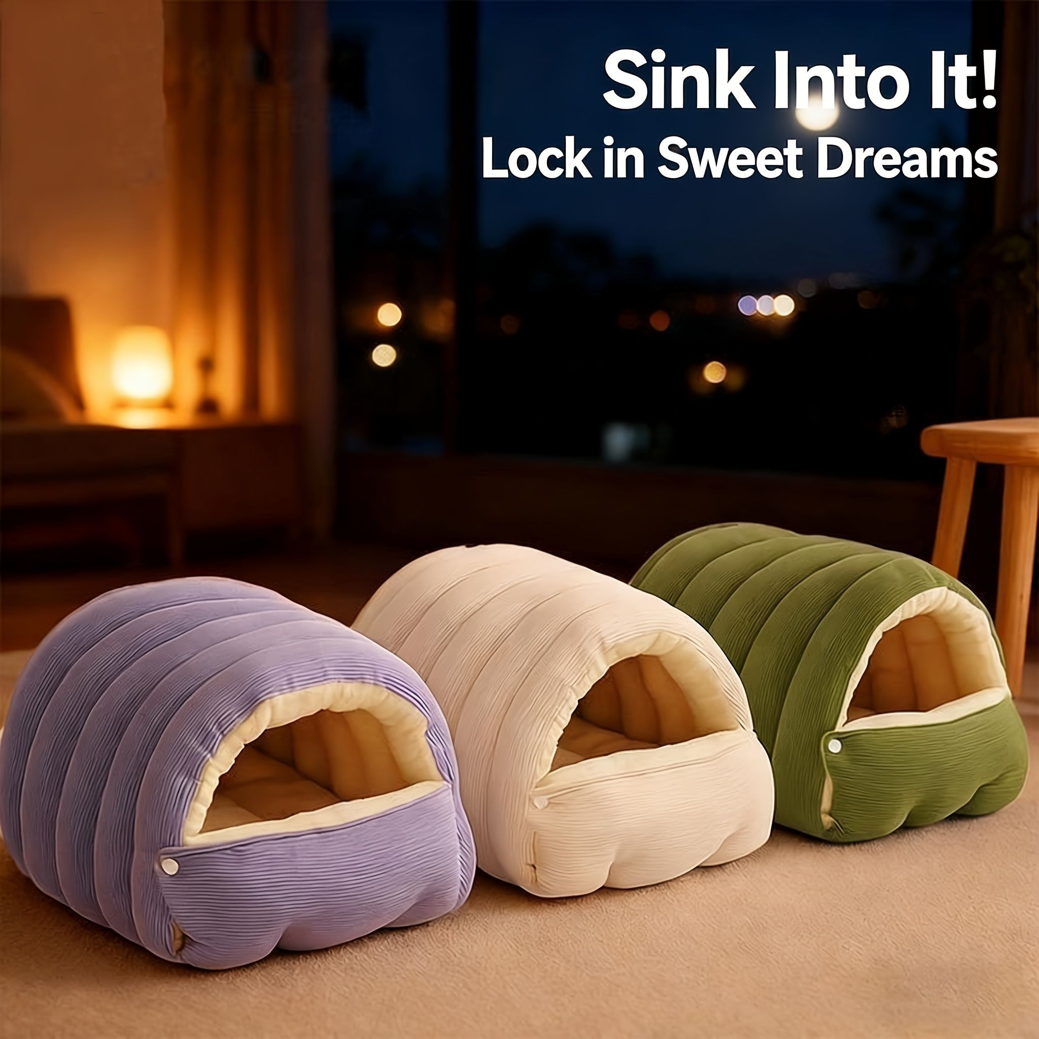 High-Elasticity Warm Cat Bed: 45×30×19cm Wrapped Design view 7
