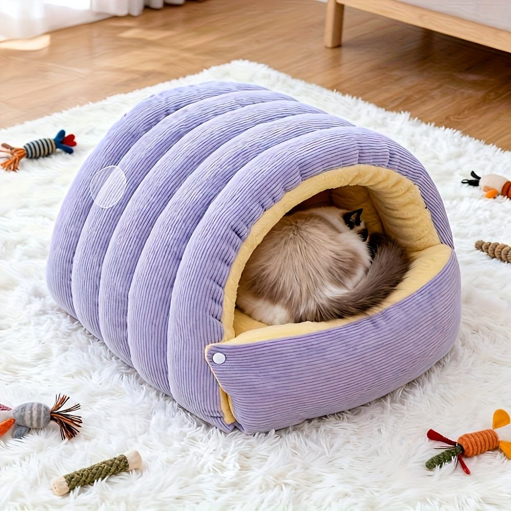 High-Elasticity Warm Cat Bed: 45×30×19cm Wrapped Design view 9