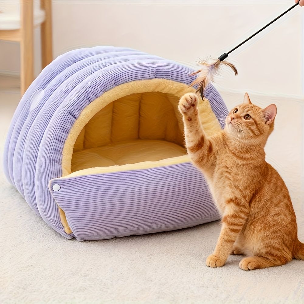 High-Elasticity Warm Cat Bed: 45×30×19cm Wrapped Design view 10