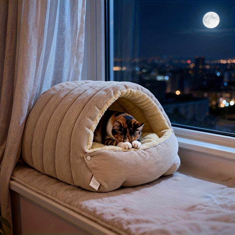 High-Elasticity Warm Cat Bed: 45×30×19cm Wrapped Design view 11