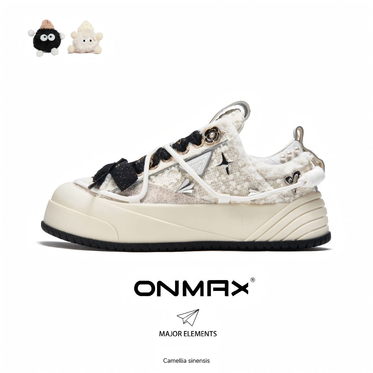 Camellia Platform Sneakers Chunky Canvas Shoes Unisex High-Top Sneakers Height view 7