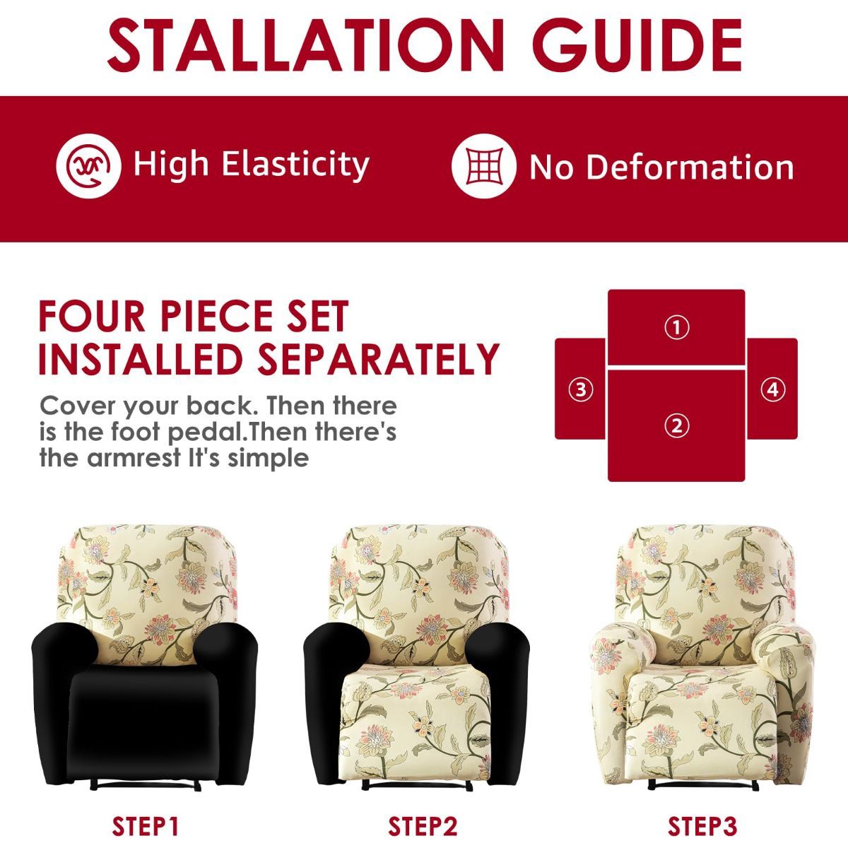 Recliner Cover Anti Scratch Lazy Recliner Chair Cover Protective Stretching view 4