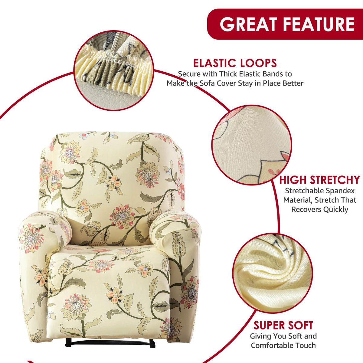 Recliner Cover Anti Scratch Lazy Recliner Chair Cover Protective Stretching view 5