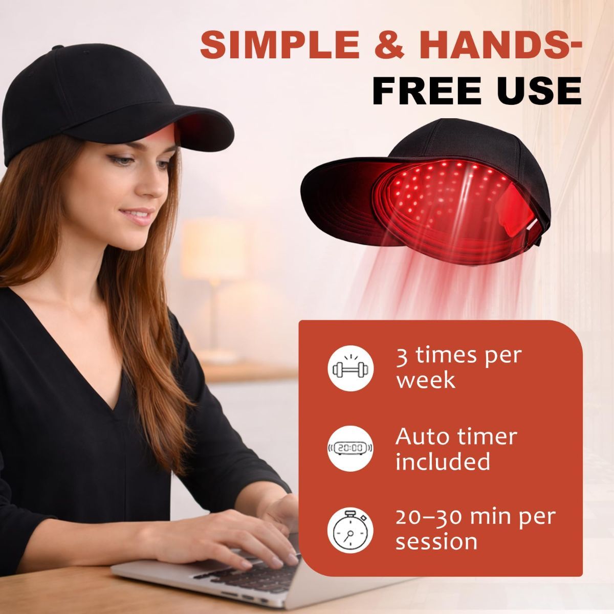 Laser Hair Growth Cap - 650nm Red Light Therapy for Hair Regrowth view 2