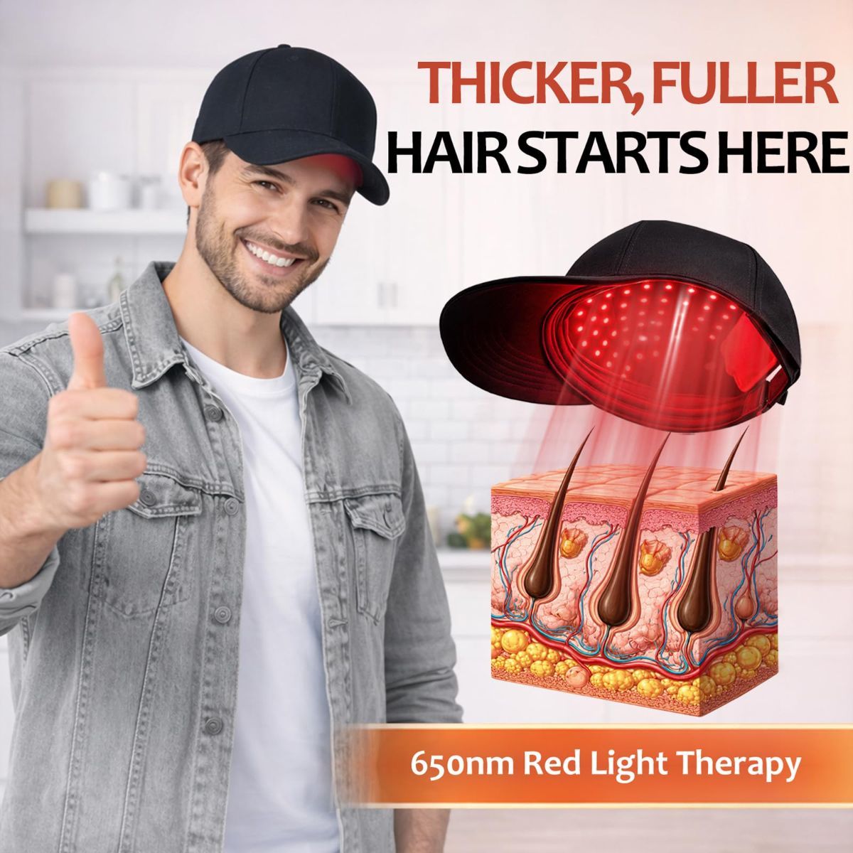 Laser Hair Growth Cap - 650nm Red Light Therapy for Hair Regrowth view 3
