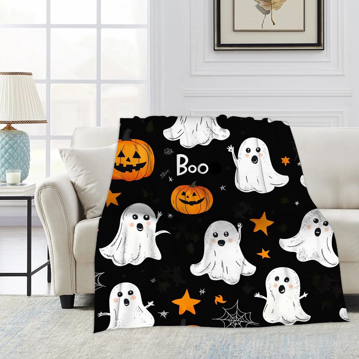 Halloween Throw Blanket Cozy Microfiber Blanket Soft Flannel Throw Festive view 3