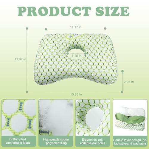 Ear Piercing Pillow for Side Sleepers with an Ear Hole for CNH and Ear Pain view 3