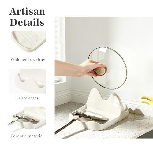 Ceramic Spoon Rest and Pot Lid Holder for Countertop view 4