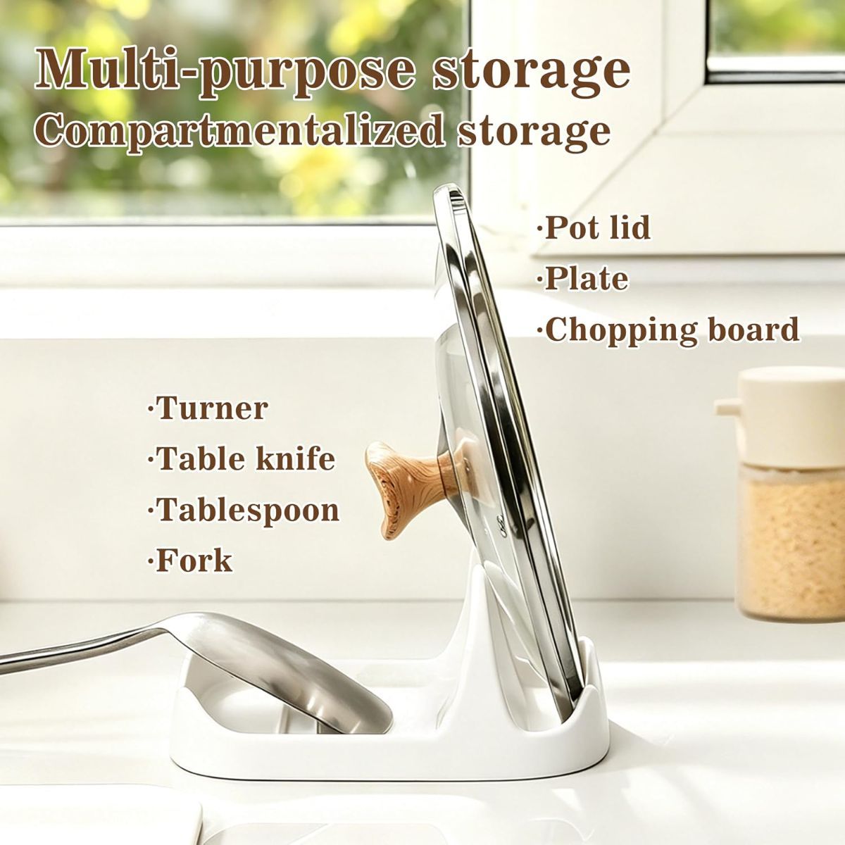 Ceramic Spoon Rest and Pot Lid Holder for Countertop view 8