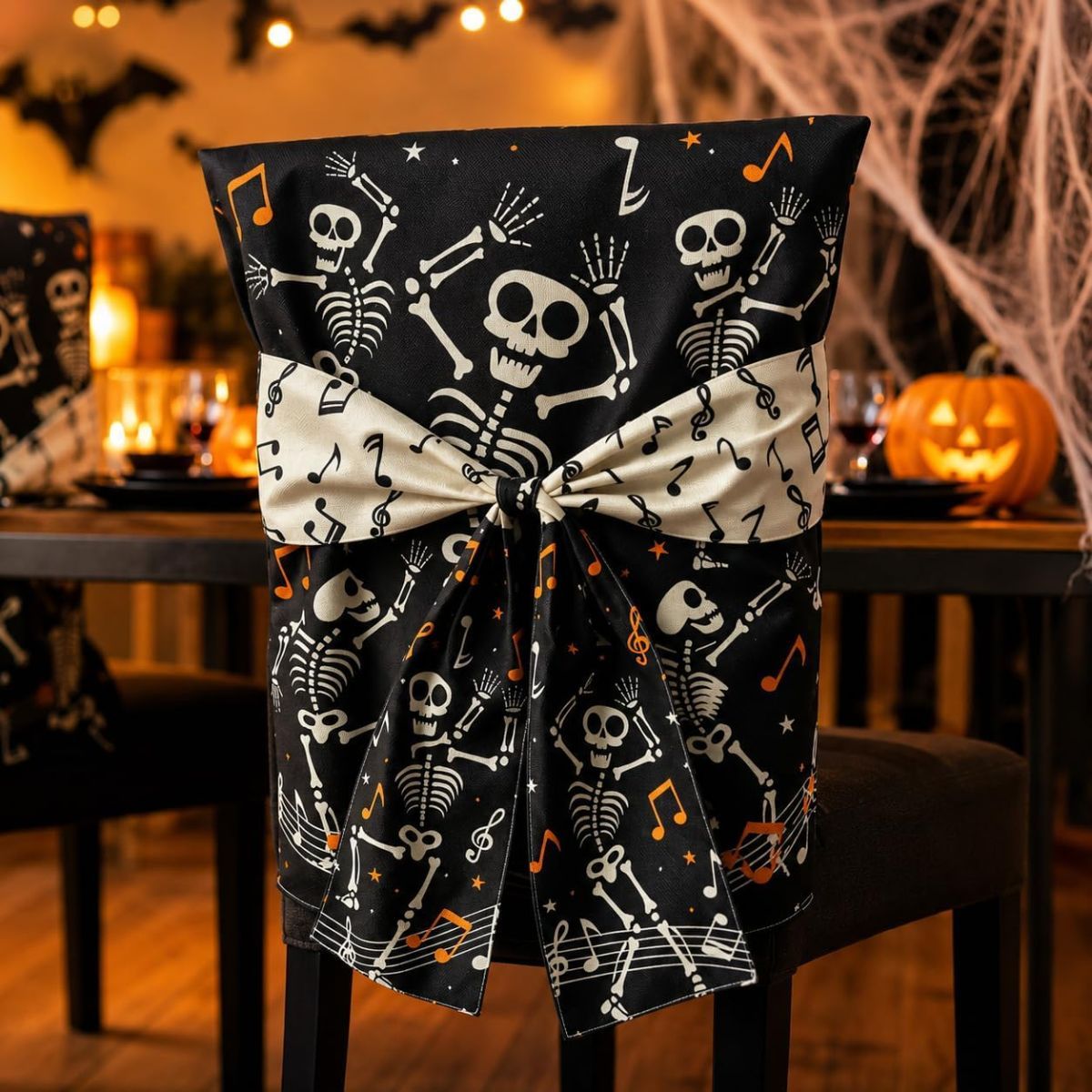 Halloween Dining Chair Slipcover Spooky Chair Back Covers Stretchable Washable — image 1