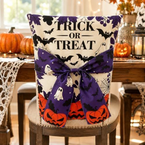 Halloween Dining Chair Slipcover Spooky Chair Back Covers Stretchable Washable view 2