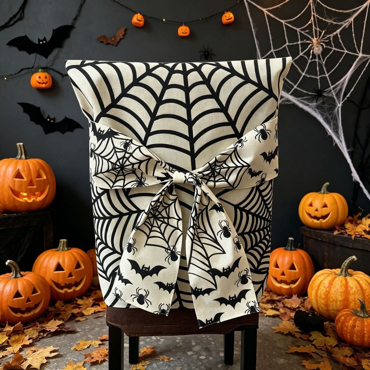 Halloween Dining Chair Slipcover Spooky Chair Back Covers Stretchable Washable view 12
