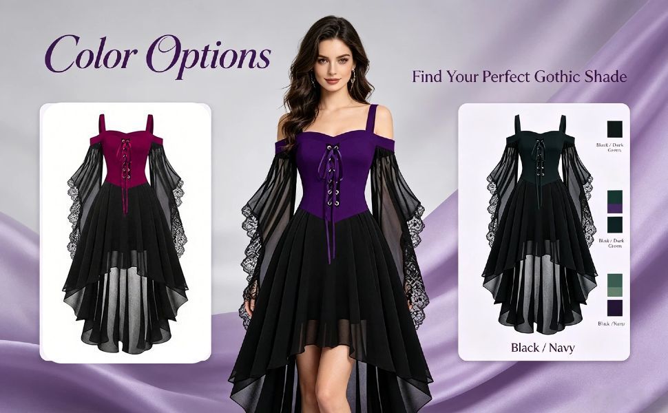 Women Witch Dress Halloween Costumes Vampire Woman Renaissance Medieval view 4