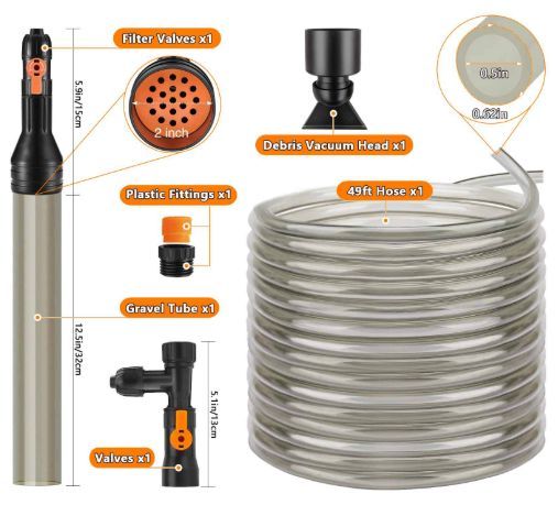 25ft Gravel Vacuum for Aquarium Water Changer Fish Tank Cleaning Tools view 7