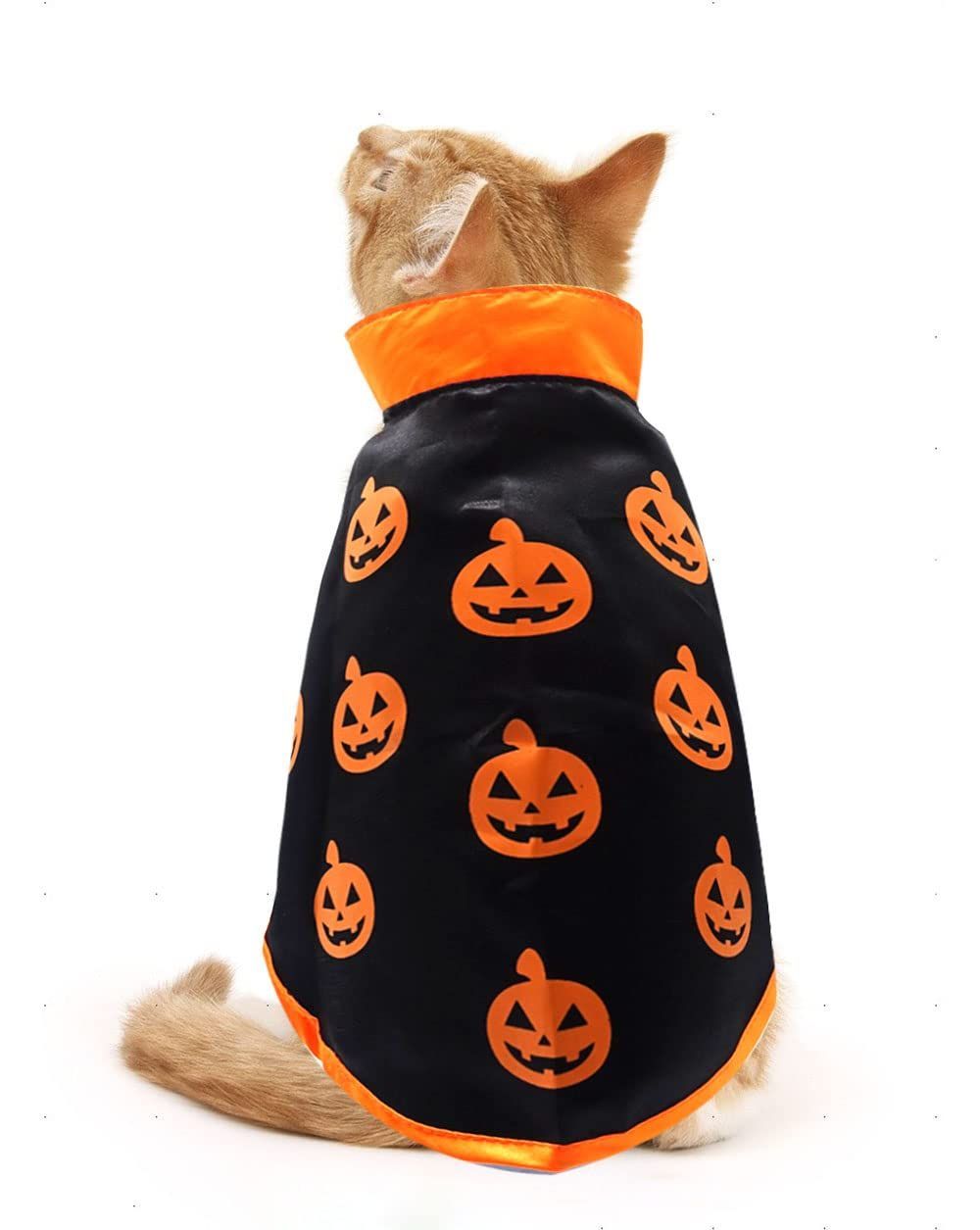 Halloween Cat Costume Cloak Witch Hat Pet Accessories Halloween Adjustable view 7