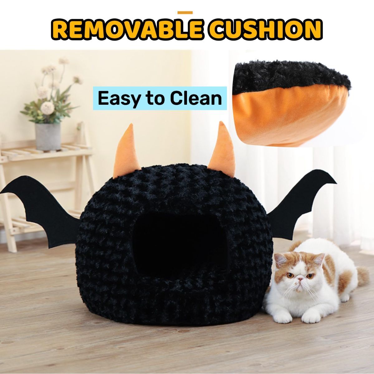 Funny Cat Bed Halloween Large Cat Cave Nest Warm Cute Kitten Bed Mattress view 6