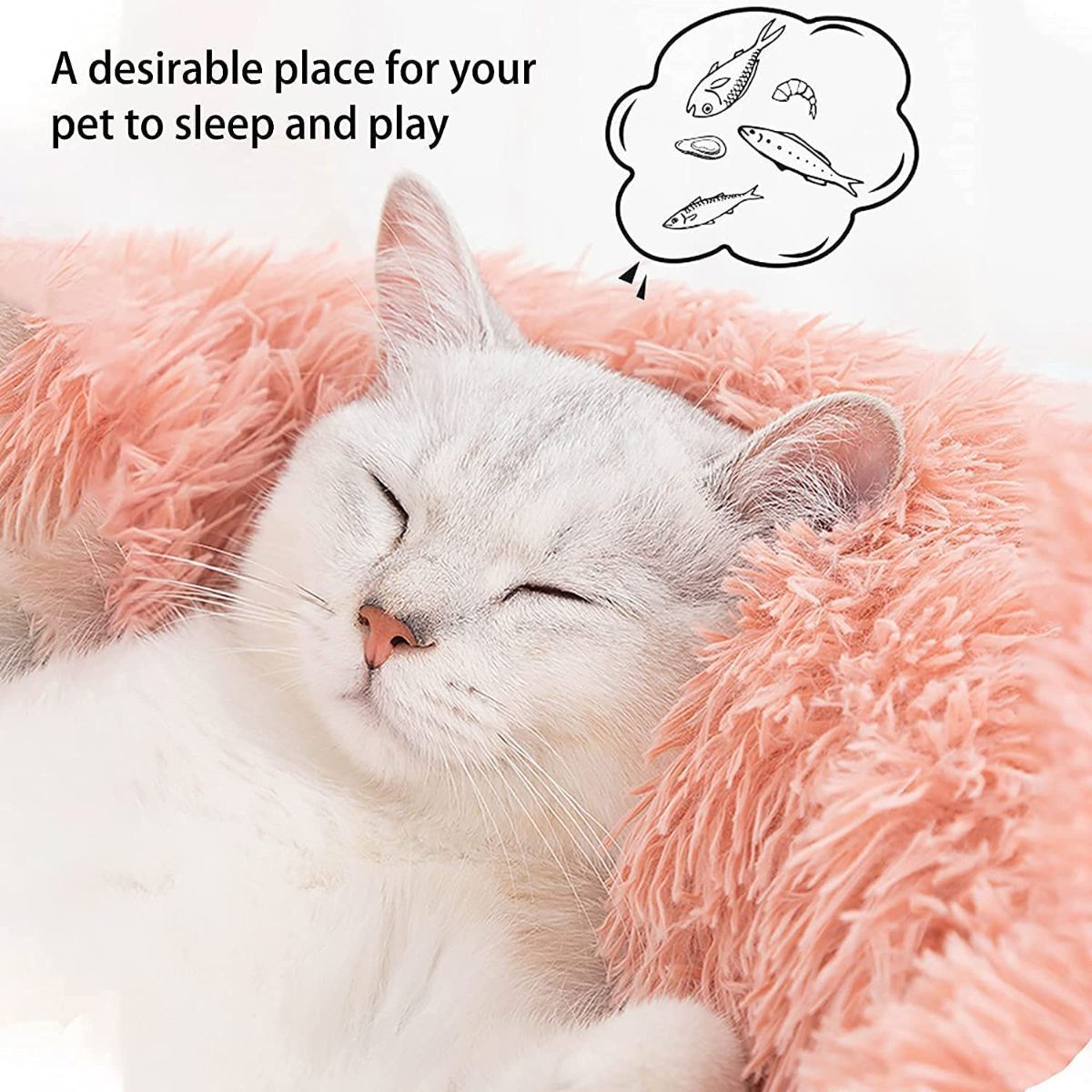 Cat Bed Fluffy Cat Bed Round Cat Bed Cat Furniture Cat Comfort Cat Sleeping view 9