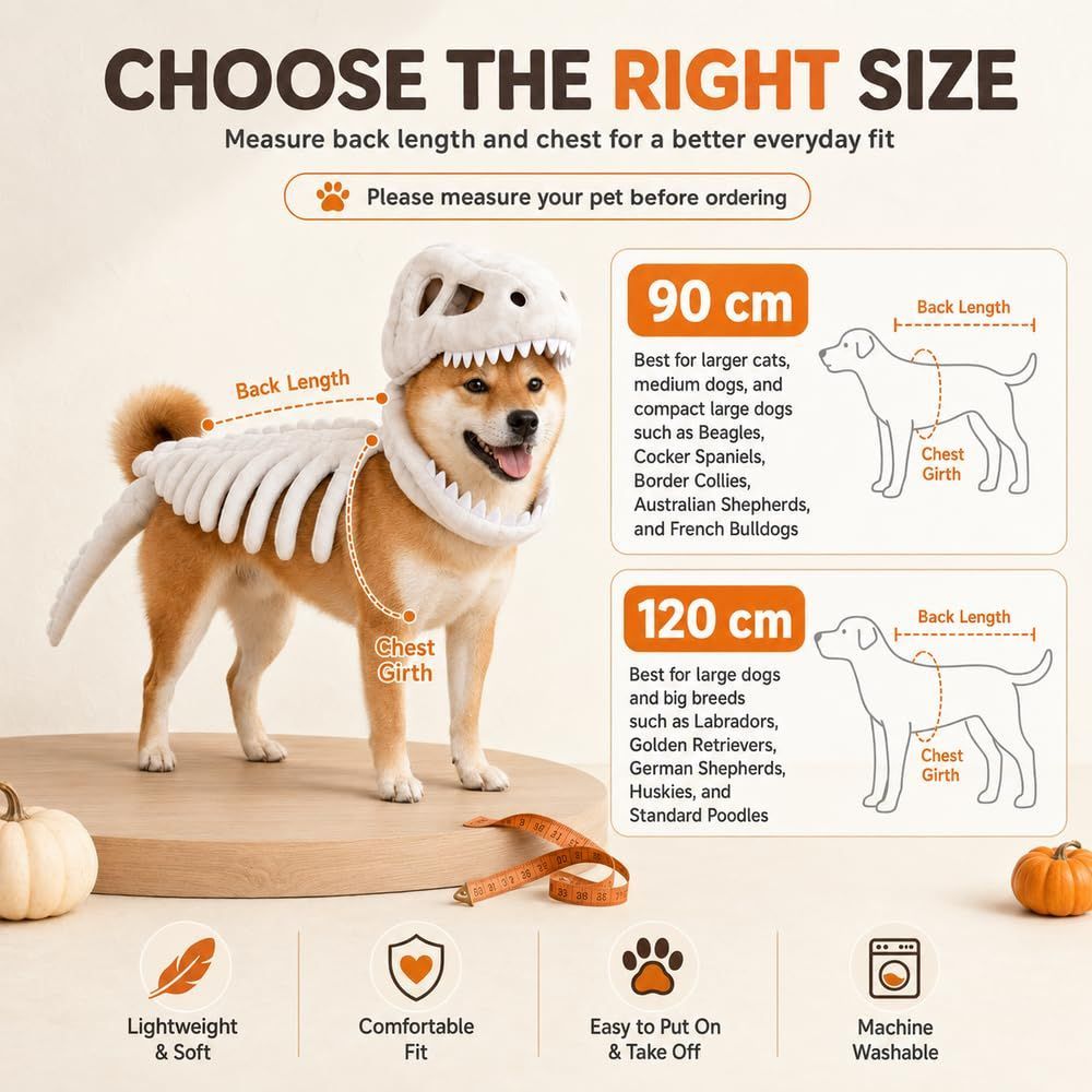 Dinosaur Skeleton Glow in Dark Dog and Cat Costume view 3