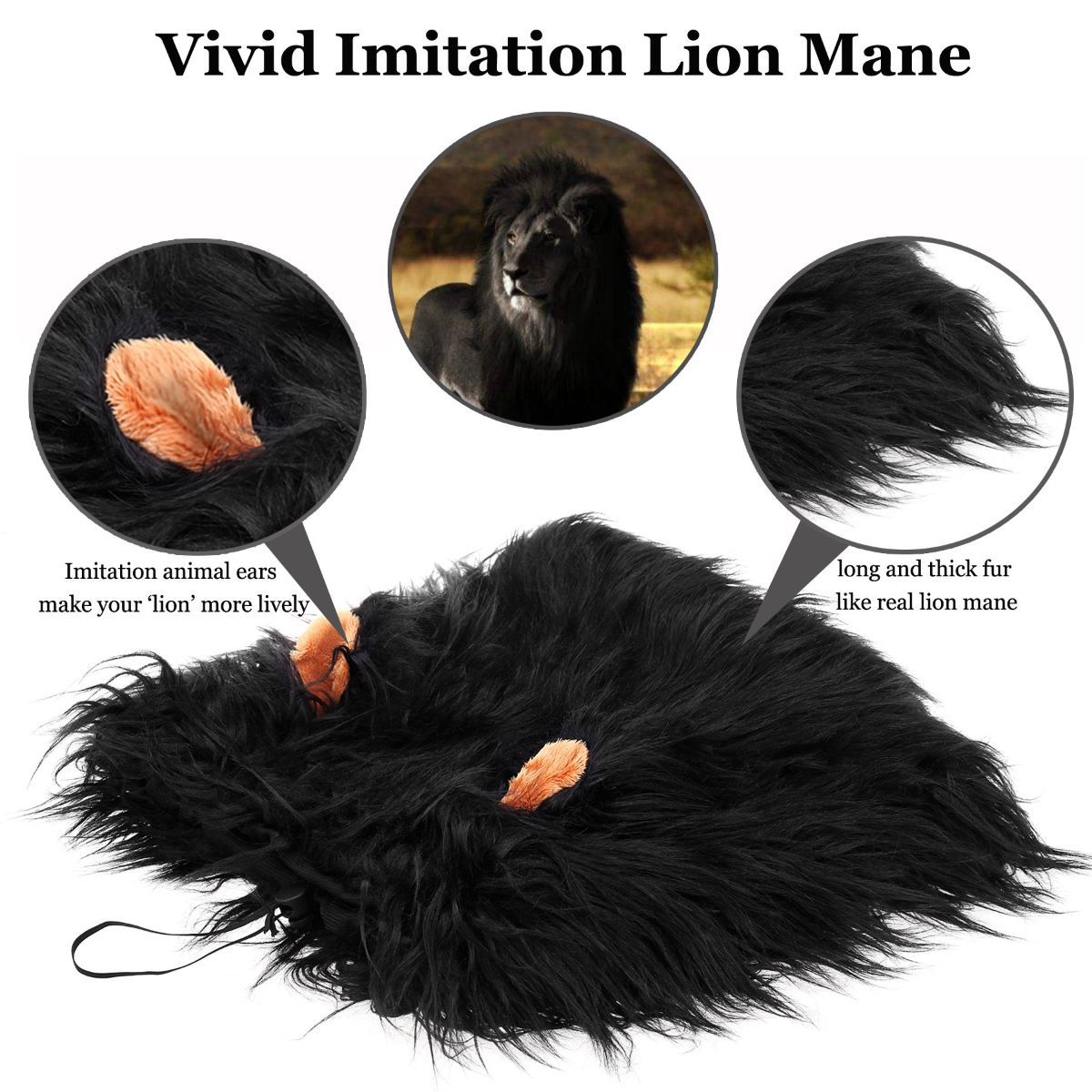 Lion Mane Wig for Dogs with Ears view 4