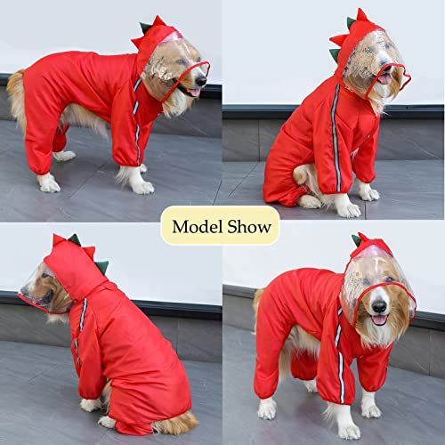 Dog Raincoat Hooded Dinosaur Pet Rain Wear Waterproof Frog Pet Poncho Light view 4