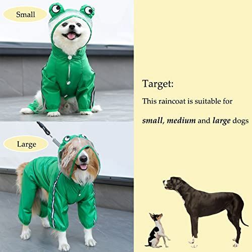 Dog Raincoat Hooded Dinosaur Pet Rain Wear Waterproof Frog Pet Poncho Light view 3
