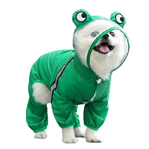 Dog Raincoat Hooded Dinosaur Pet Rain Wear Waterproof Frog Pet Poncho Light