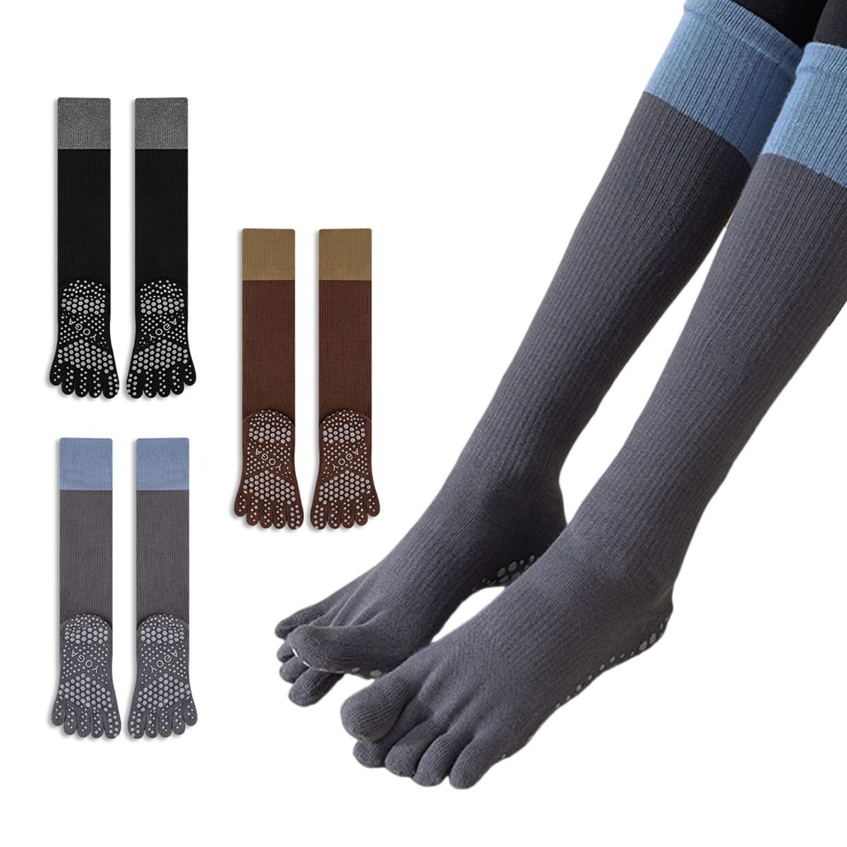 Women’s Yoga Pilates Toe Cotton Crew Socks