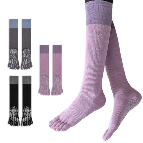 Women’s Yoga Pilates Toe Cotton Crew Socks