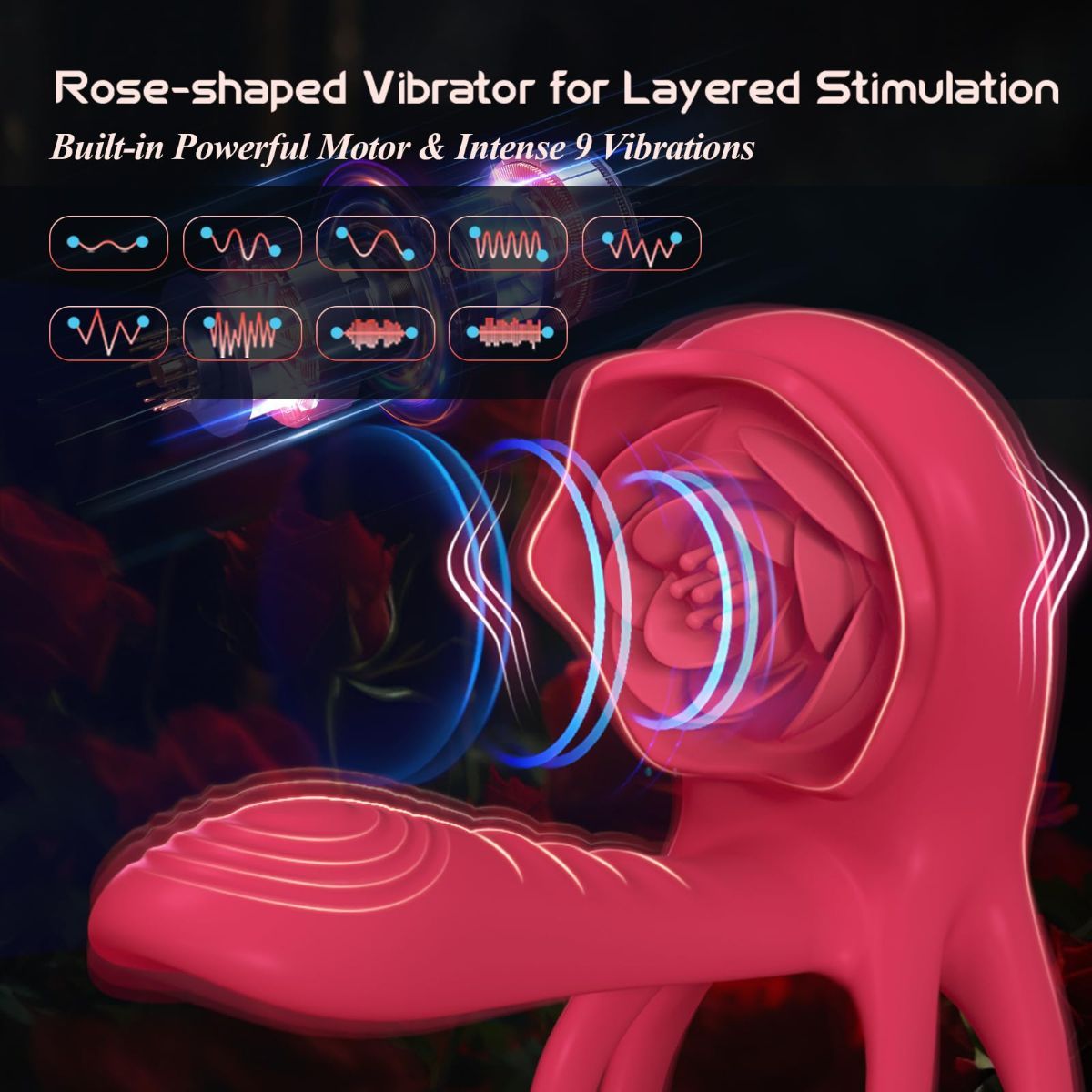 Vibrating Cock Ring Penis Sleeve with Rose Clitoral Stimulator view 5