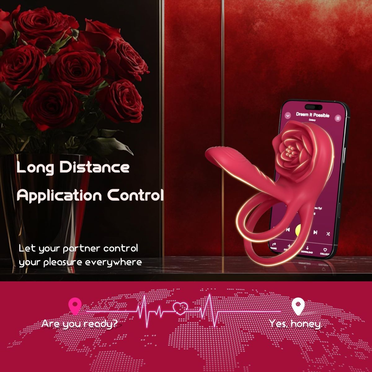 Vibrating Cock Ring Penis Sleeve with Rose Clitoral Stimulator view 6