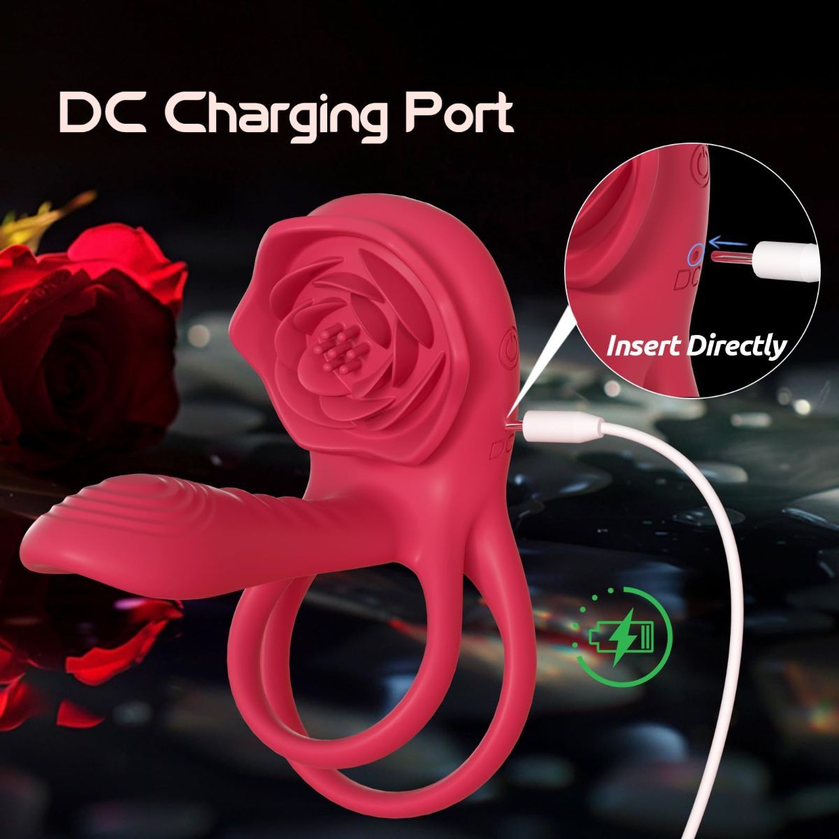 Vibrating Cock Ring Penis Sleeve with Rose Clitoral Stimulator view 7