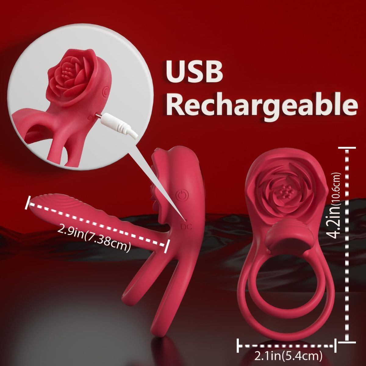 Vibrating Cock Ring Penis Sleeve with Rose Clitoral Stimulator view 8