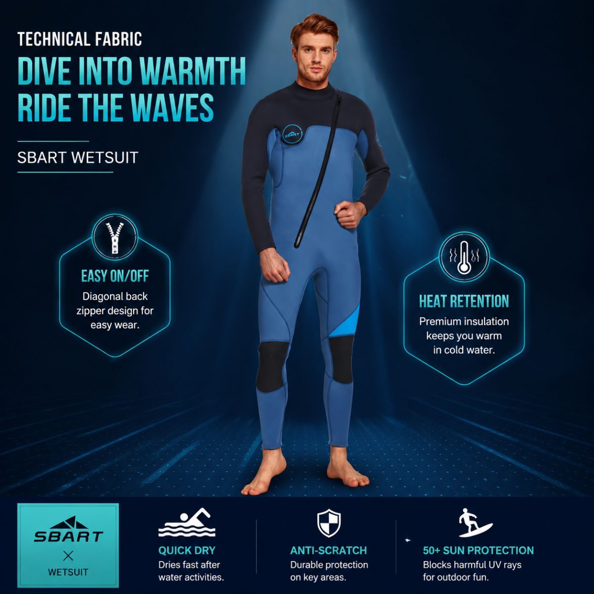 3MM Men's Full Wetsuit – 4-Way Stretch view 10