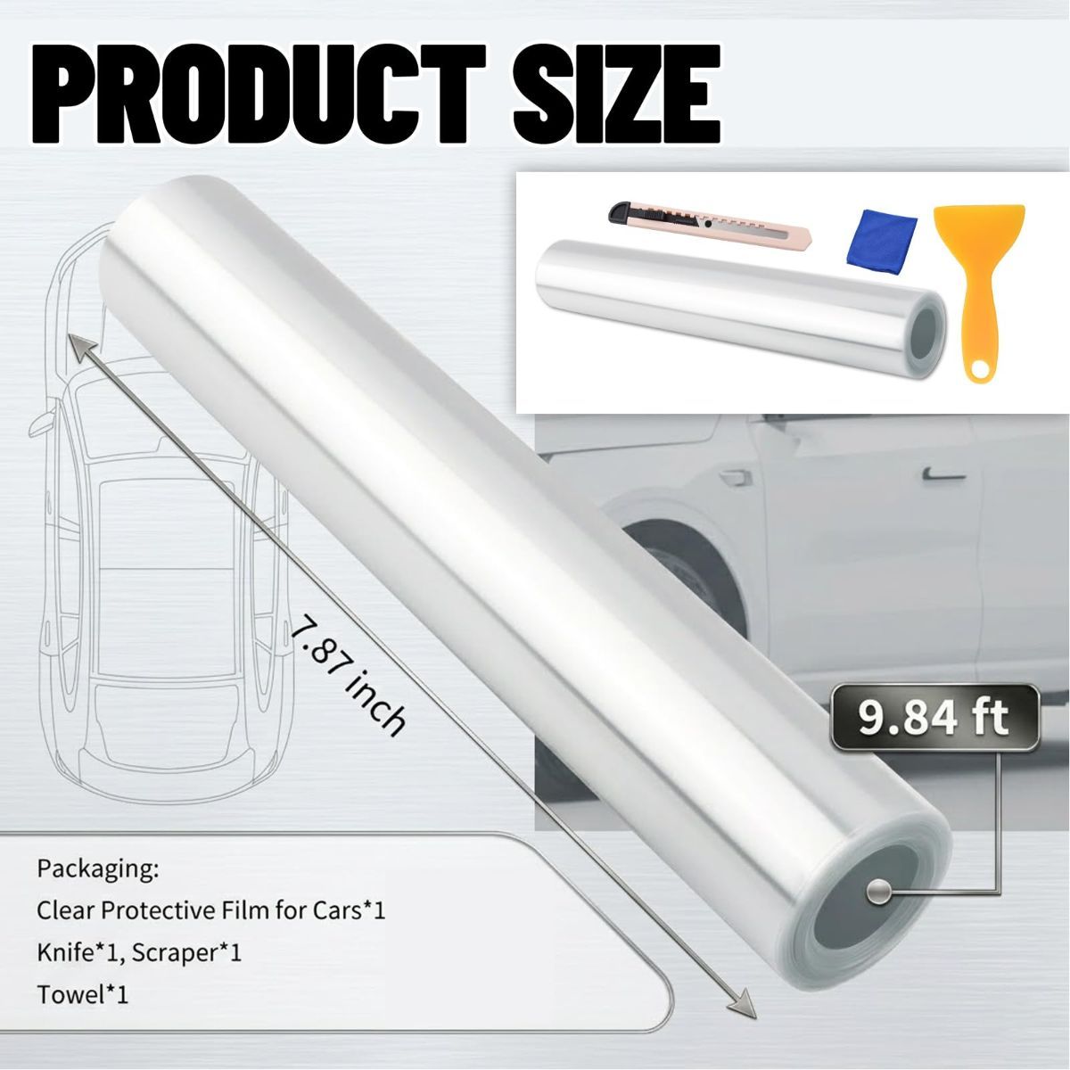 Car Door Protector - Universal Edge Guards Clear Protective Film Tape view 3