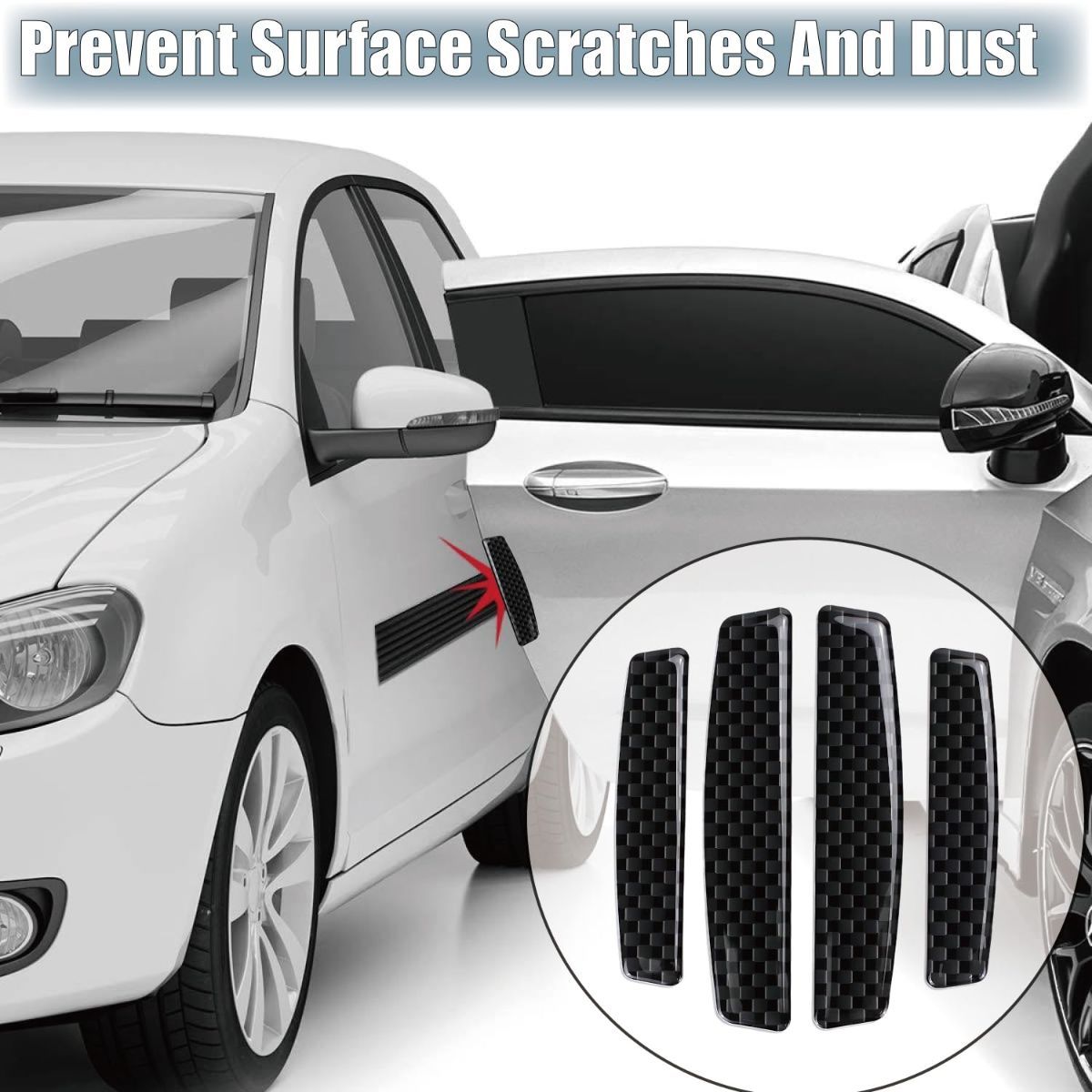 4PCS Universal Car Side Door Edge Guards Protector Real Carbon Fiber Door Edge view 3
