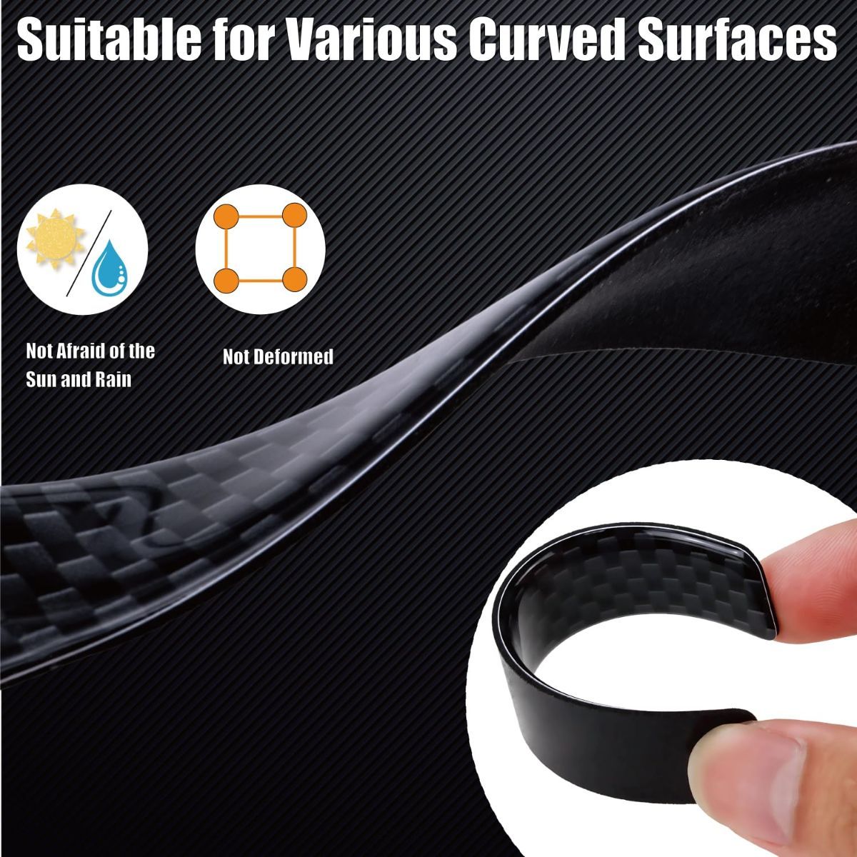 4PCS Universal Car Side Door Edge Guards Protector Real Carbon Fiber Door Edge view 6