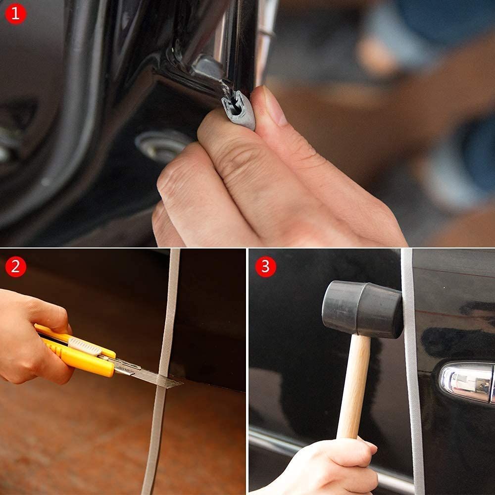 32.8ft No Glue Car Door Edge Guards Black view 6