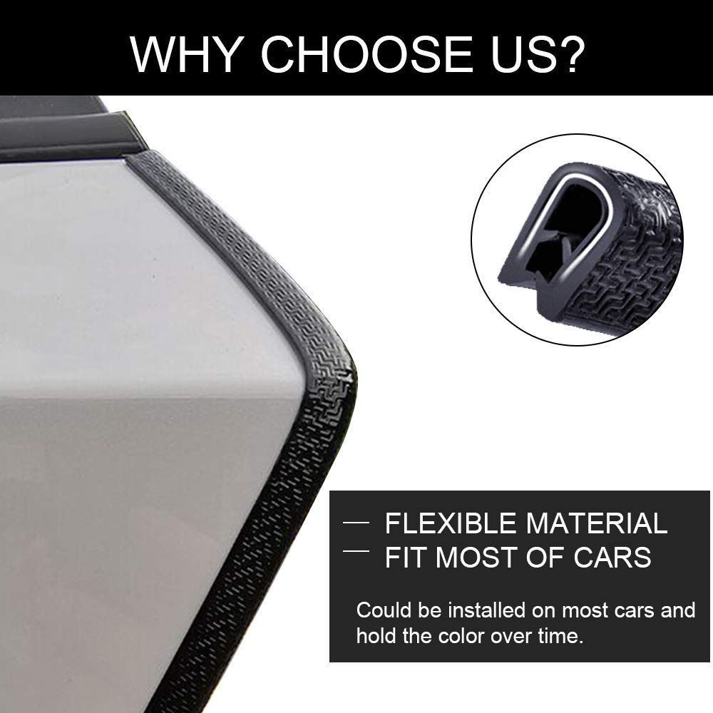 32.8ft No Glue Car Door Edge Guards Black view 7