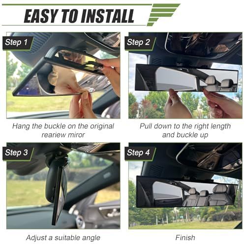 Rear View Mirror, 12 Inch Universal Wide Angle Rear View Mirror Accessories view 6