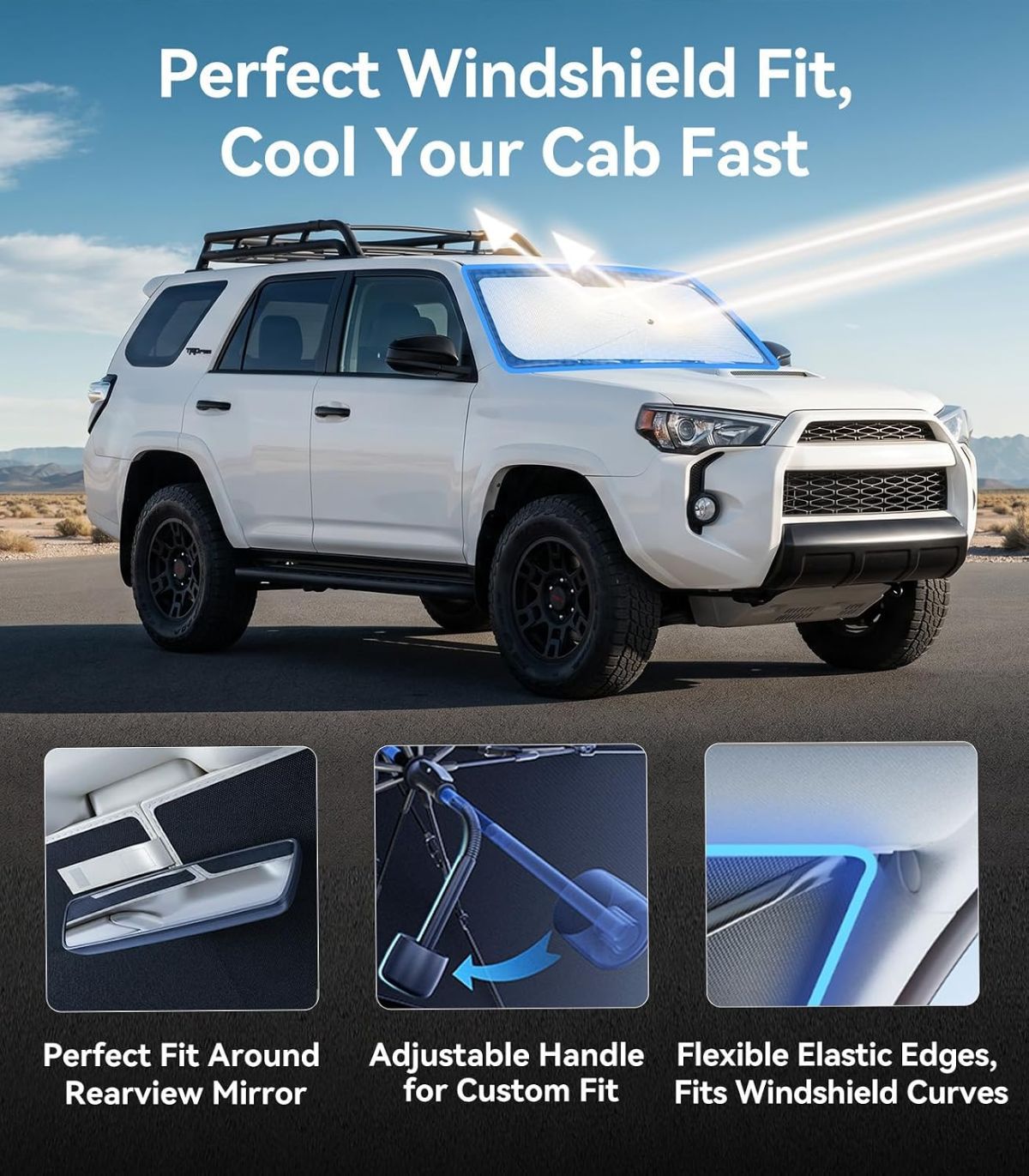 Windshield Sun Shade Umbrella Custom Fit for Toyota 4Runner 2010-2026 Accessories view 6