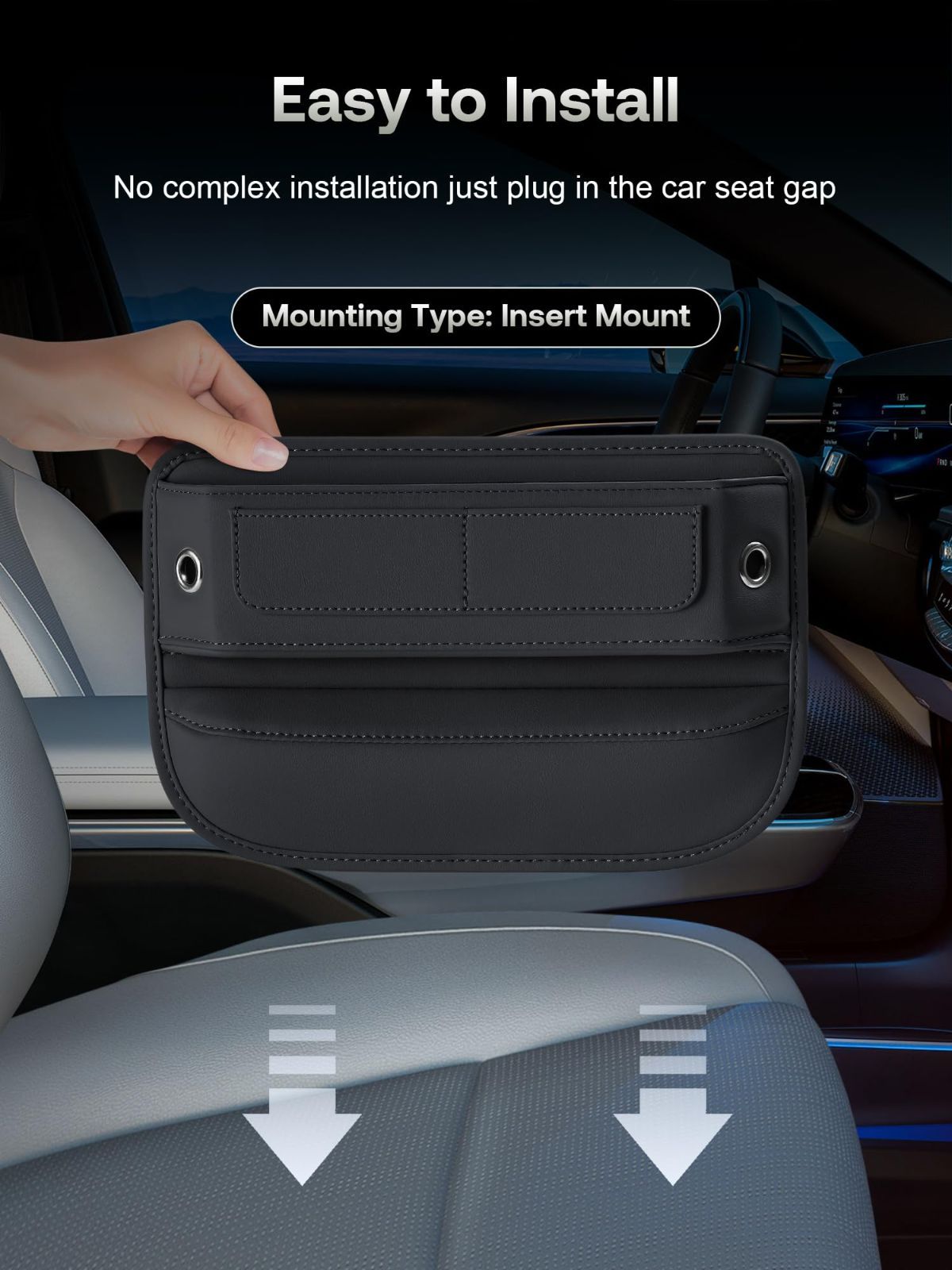 Universal Fit Premium Leather Car Seat Gap Filler Organizer view 10