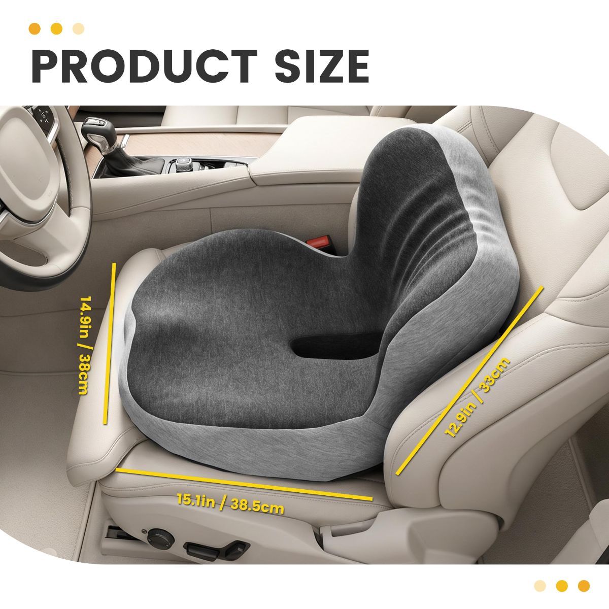 Memory Foam Seat Cushion for Office Chair - Sciatica Pain Relief Coccyx view 3