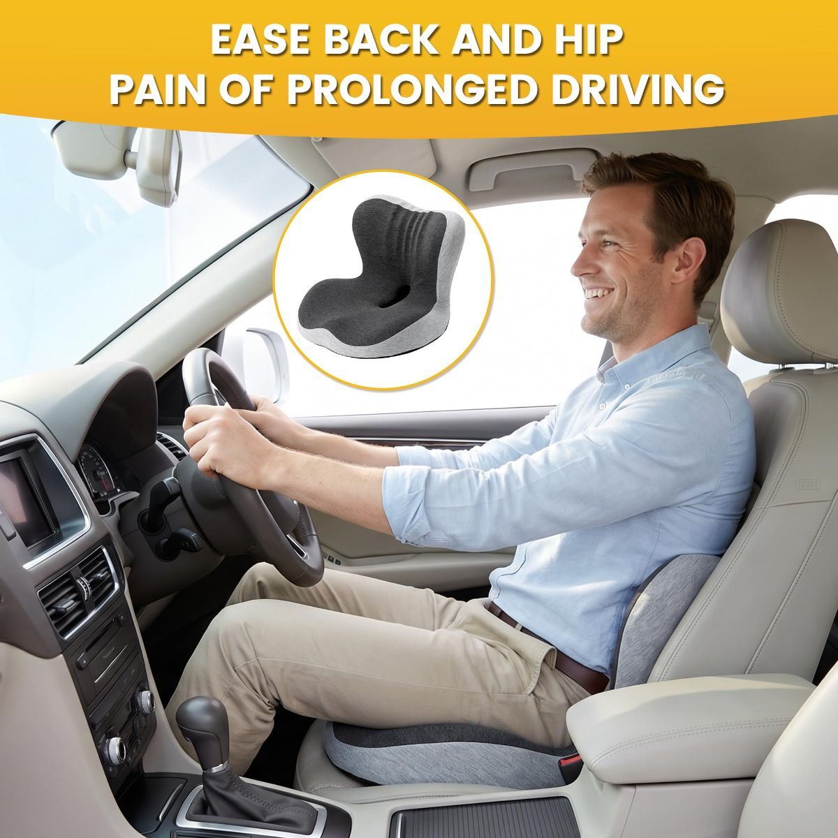 Memory Foam Seat Cushion for Office Chair - Sciatica Pain Relief Coccyx view 5