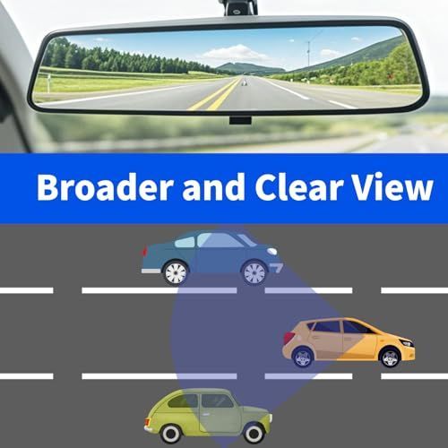 10.5" Interior Rear View Mirror Universal Car Rearview Mirror Anti-Glare Wide view 2